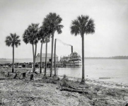 Florida circa 1897. Sidewheeler City of Jacksonville at Beresford on the St. Johns